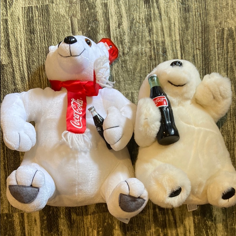 Coca-Cola White Polar Bear Plush Duo